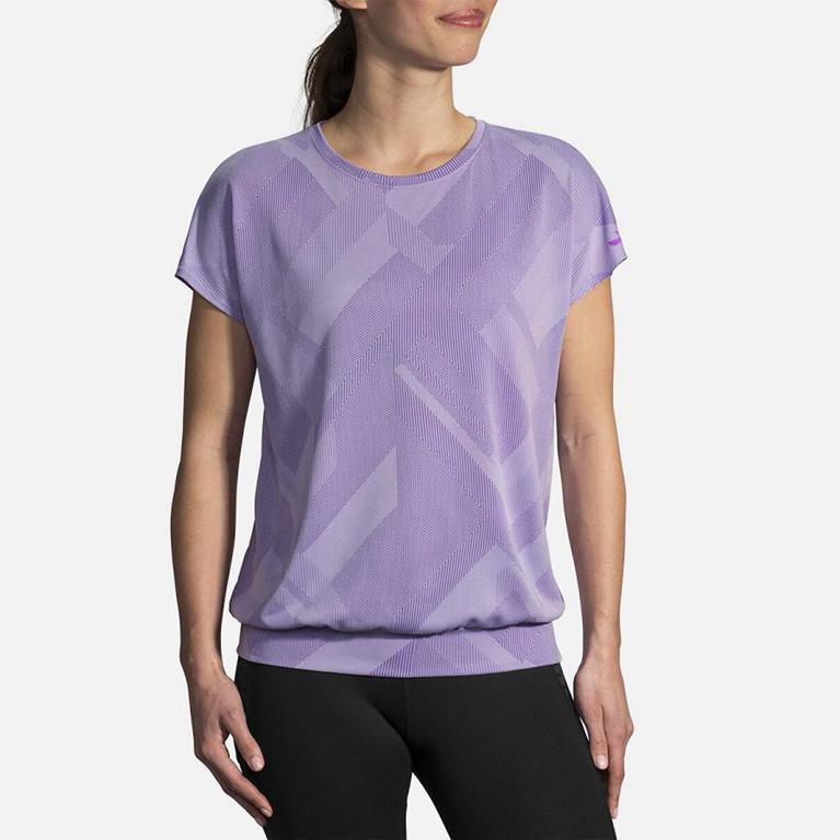 Brooks Array Women's Short Sleeve Running Shirt - Purple (32408-CZPD)